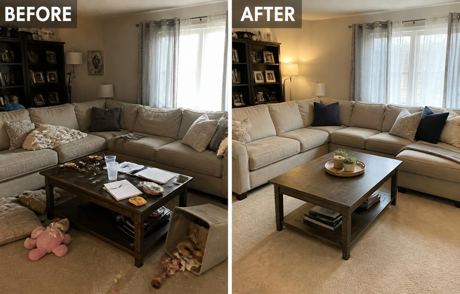 Before and after Living room